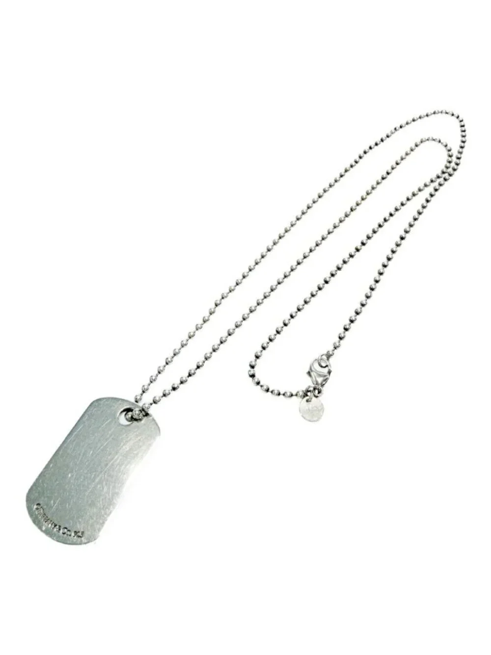 Tiffany & Co Silver 1837 Dog Tag Ball Chain Necklace